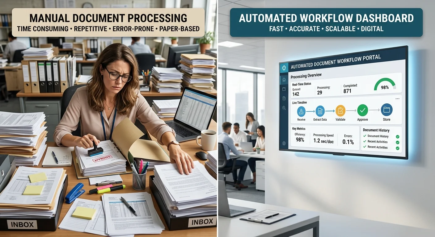 Manual vs automated workflow comparison diagram